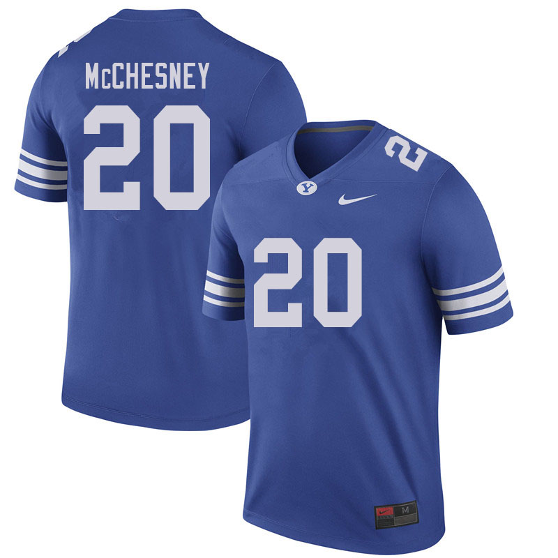 Men #20 Austin McChesney BYU Cougars College Football Jerseys Sale-Royal - Click Image to Close